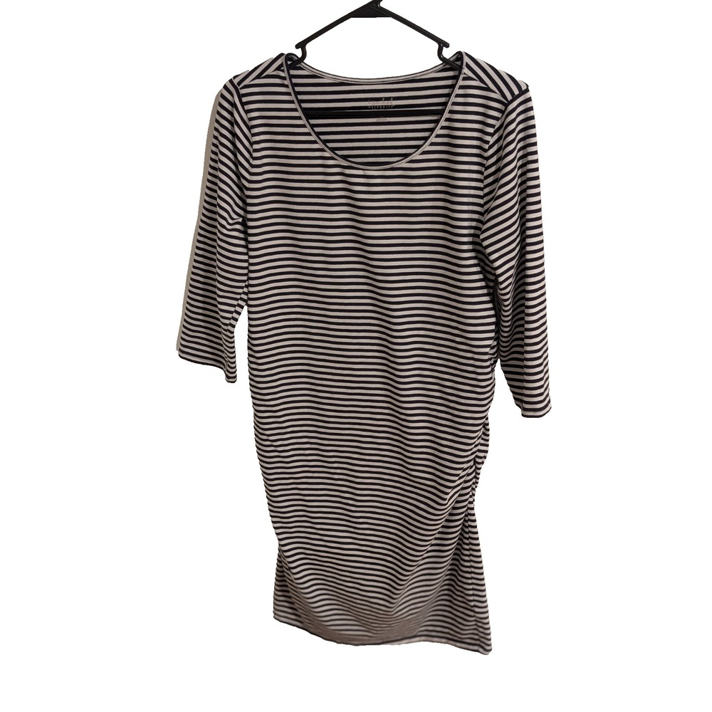 Maternity Dress Black White Striped 3/4 Sleeve by Isabel Maternity, XL